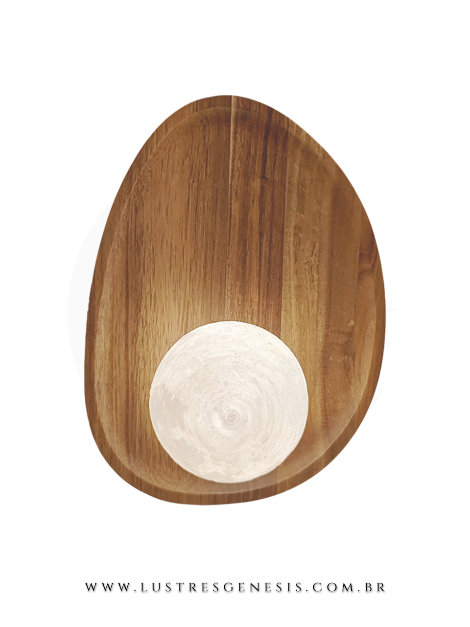 Arandela de Parede 28X21cm Globo Branco Madeira para Sala de Estar Quarto Hall Corredor e Lavabo
